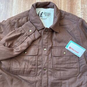 NWT Marmot Ridgefield Sherpa Flannel Shirt Jacket Pinecone Brown‎ Mens M Medium